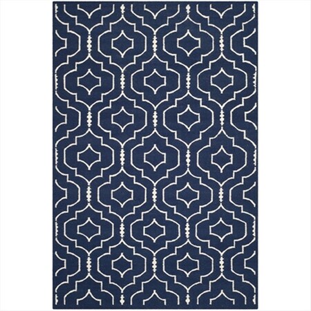 Safavieh 6 x 9 ft. Medium Rectangle- Contemporary Dhurries Navy And Ivory Hand Woven Rug DHU637D-6
